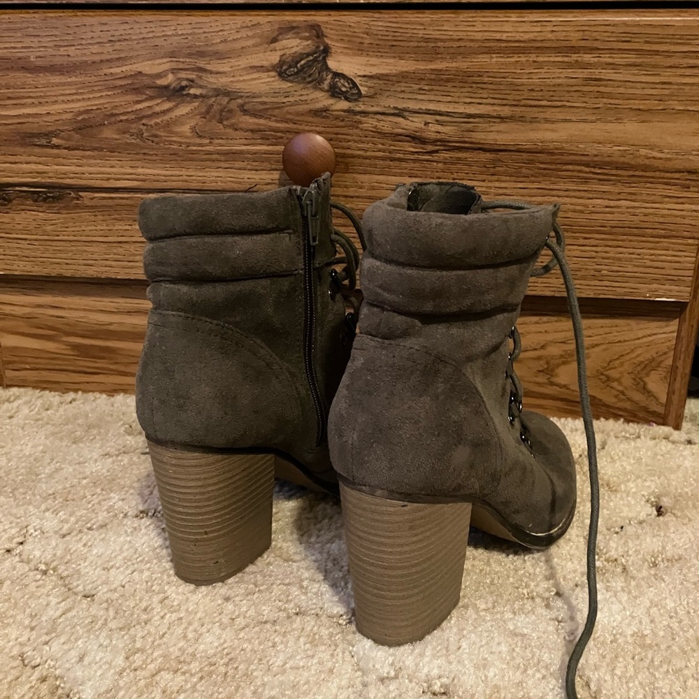 Candie's Gray Lace-Up Boots for Women - Picture 2 of 2